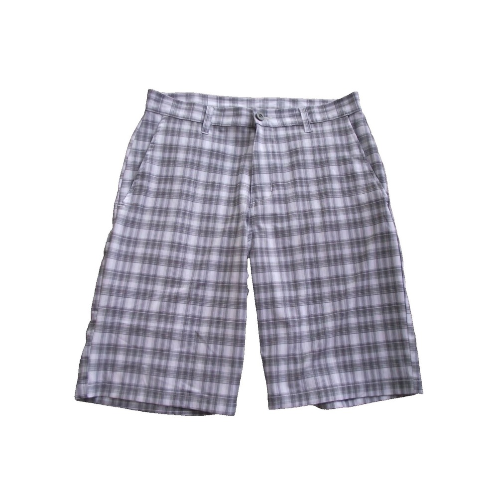 Ron Jon‎ Surf Shop shorts mens 32 x 10 grey white plaid hybrid Bermuda Dri-Fit